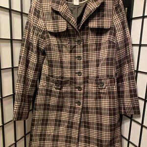 EUC Worthington Pink & Brown Button Front Trench Coat size 4